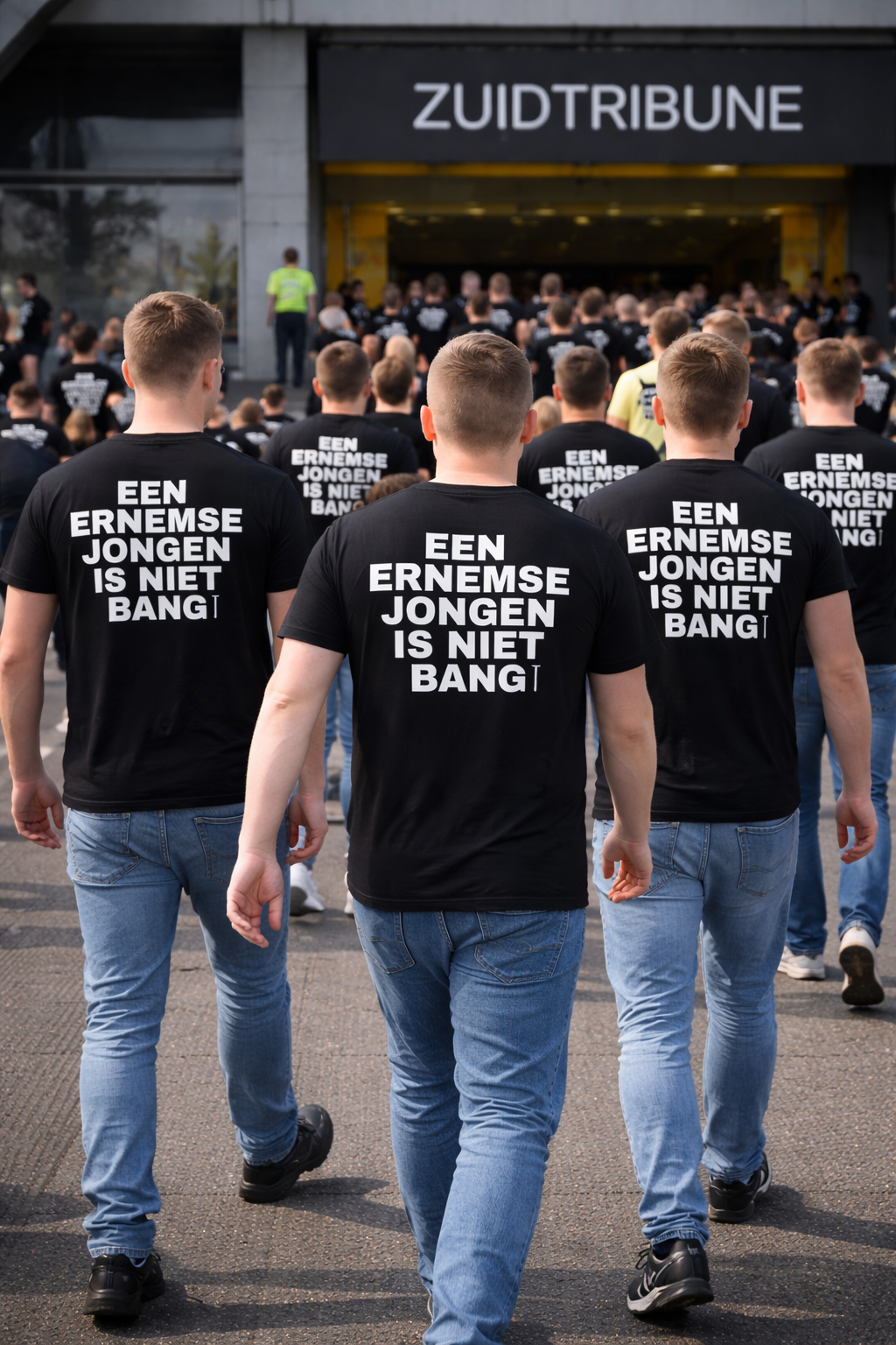 Basic shirt een Ernemse jongen is niet bang opdruk wit