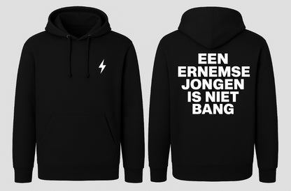 Spica hoodie met een Ernemse jongen is niet bang opdruk bliksemschicht